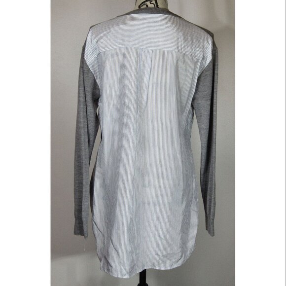 Alexander Wang Contrast Back sweater Merino Grey White Pinstriped Womens Size S - Picture 4 of 5